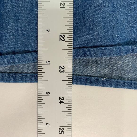 Draper James S Womens Heidi V Neck Top in Chambray Medium Blue - Picture 8 of 10